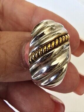 Silver Gold Plated Ring Cocktail Ring size 11 Plus Size *